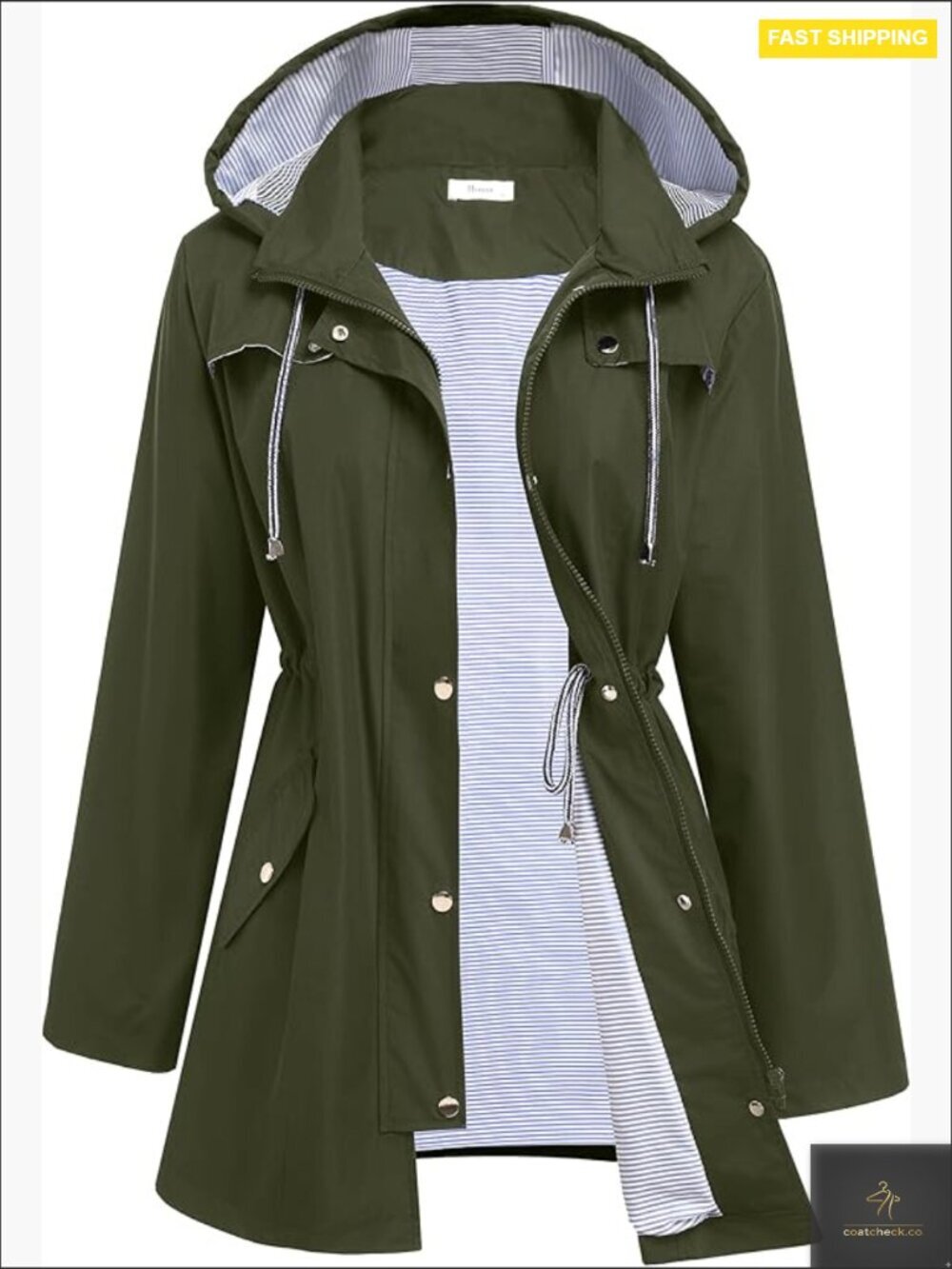 Lightweight Waterproof Trench Coat Hooded Windbreaker Lined Casual Outdoor Wear